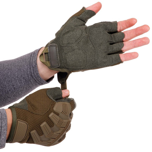 Тактичні рукавички з відкритими пальцями Zelart Action 8808 розмір L Olive - зображення 2