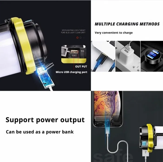 Ліхтар лампа прожектор з функцією Power Bank підсвічування LED із сонячною батареєю для риболовлі кемпінгу (473579-Prob) - зображення 7