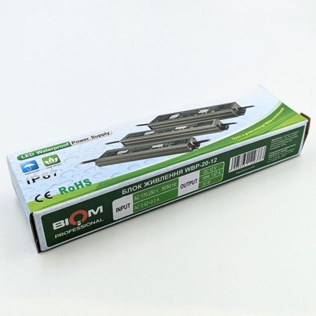 Блок питания BIOM Professional DC12 20W WBP-20-12 1,7А герметичный - изображение 2