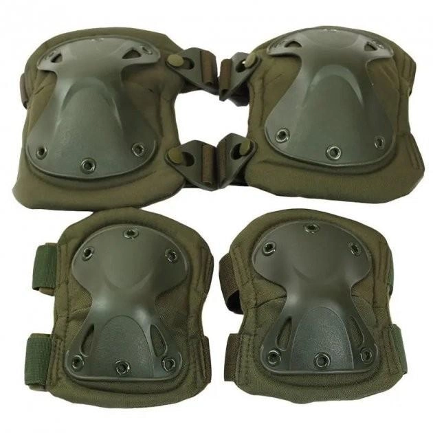 Комплект наколенники и налокотники с регулируемой защитой для локтей и колен олива - изображение 1