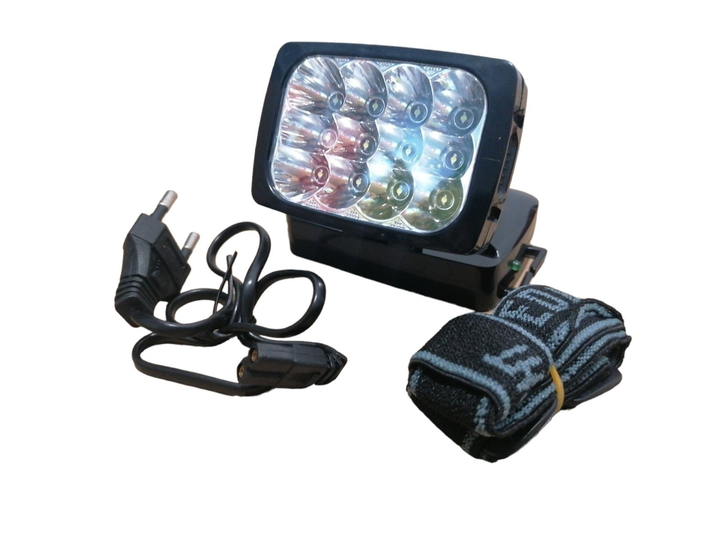 Светодиодный аккумуляторный налобный фонарь 12 LED, аккум 1800mAh GRN ...