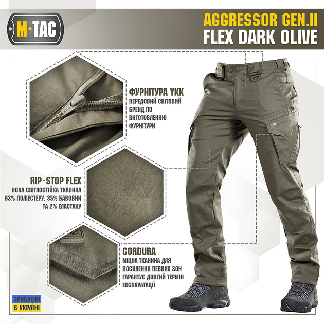 Брюки M-Tac Aggressor Gen II Flex Dark Olive 28/30 (00-00009352) - изображение 2