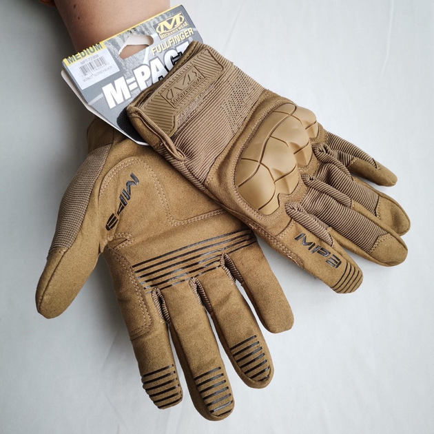 Тактические перчатки Полнопалые M-Pact 3 защитные Mechanix MX-FIT, M Койот - изображение 1