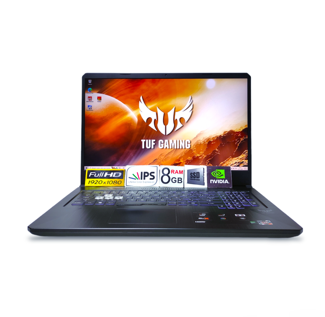 Hоутбук Asus TUF Gaming FX705D 17.3 FHD IPS120Hz Ryzen 7 3750H 8Gb 4 ядра 8GBDDR4 SSD512GB GTX1650 4GB Б/У - Фото 1 Hоутбук Asus TUF Gaming FX705D 17.3 FHD IPS120Hz Ryzen 7 3750H 8Gb 4 ядра 8GBDDR4 SSD512GB GTX1650 4GB Б/У - зображення 1