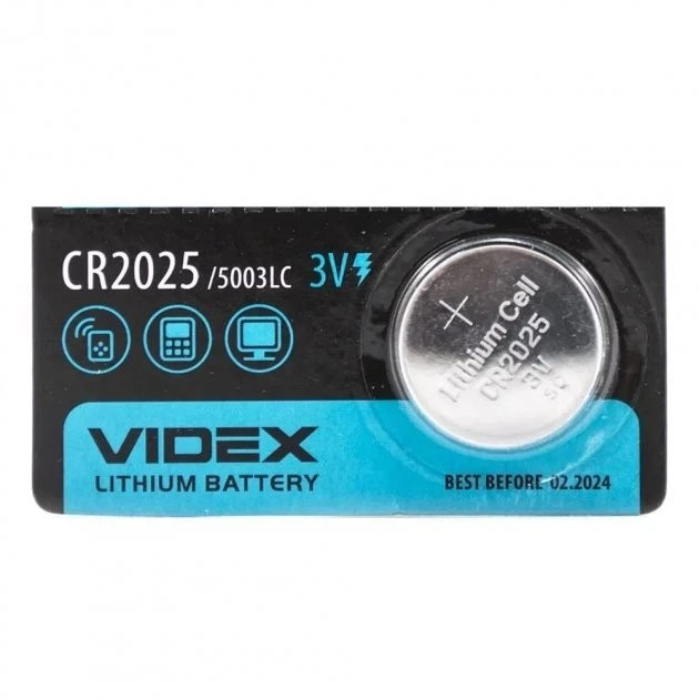 Батарейка литиевая Videx CR2025 1шт BLISTER CARD - Фото 3 Батарейка литиевая Videx CR2025 1шт BLISTER CARD - изображение 3