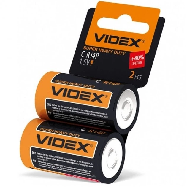 Батарейка солевая Videx R14P/C 1 шт. - Фото 3 Батарейка солевая Videx R14P/C 1 шт. - изображение 3