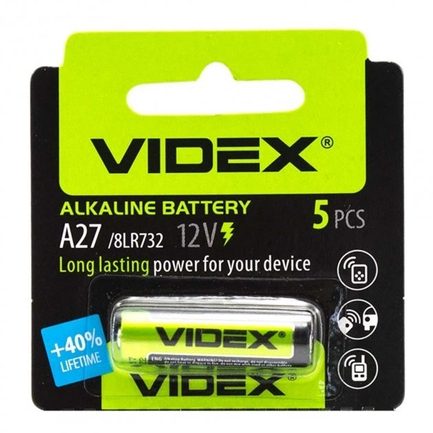 Батарейка лужна VIDEX A27/8LR732 12v 1шт. - зображення 4