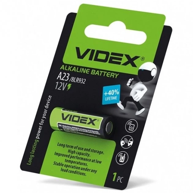 Батарейка щелочная VIDEX A23/8LR932 12V 1шт. - Фото 1 Батарейка щелочная VIDEX A23/8LR932 12V 1шт. - изображение 1