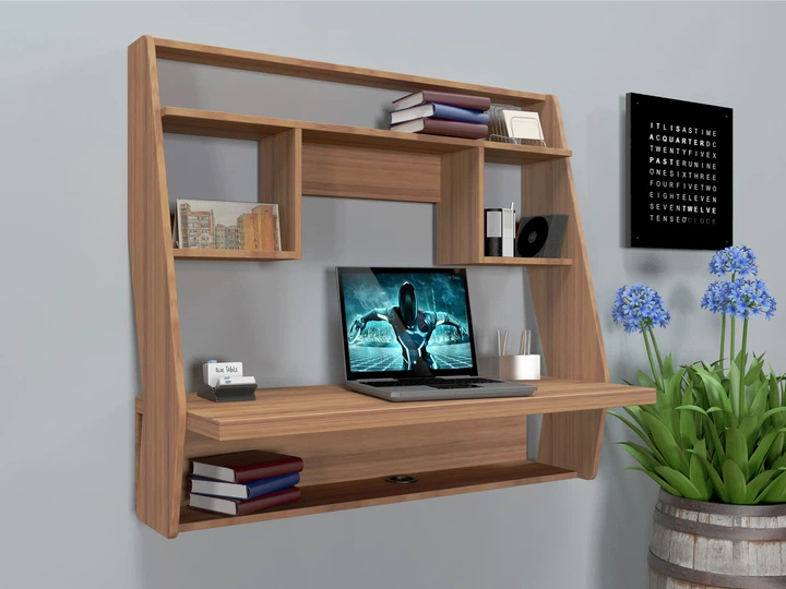 Стіл комп'ютерний навісний з ЛДСП Comfy Home AirTable - III LB Zeus горіх - зображення 2