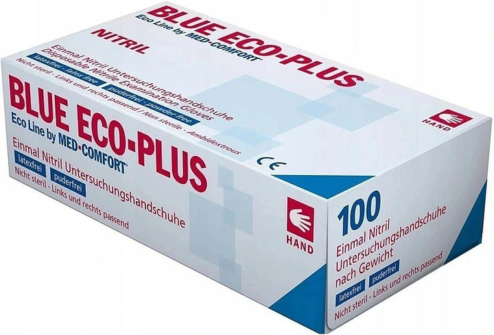 Рукавички нітрилові AMPri Blue ECO PLUS (100 шт. / 50 пар), блакитні, розмір S - изображение 1