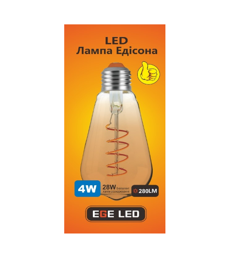 Світлодіодна лампа EGE LED Filament Edison (Філамент едісон) 4W АЅ ST64 2200К Е27 - зображення 4