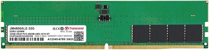 Оперативна пам'ять Transcend DDR5-4800 32768MB PC5-38400 1Rx8 2Gx8 (JM4800ALE-32G) - Фото 1 Оперативна пам'ять Transcend DDR5-4800 32768MB PC5-38400 1Rx8 2Gx8 (JM4800ALE-32G) - зображення 1