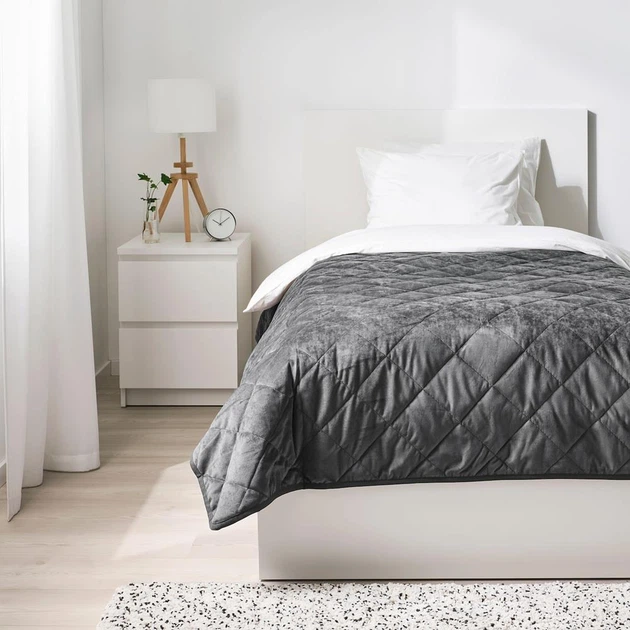 Покривало IKEA MJUKPLISTER 180х250 см темно-сіре (004.988.01) - изображение 3