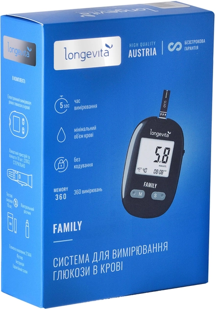 Глюкометр Longevita Family Система для измерения глюкозы в крови (6806076) - изображение 1