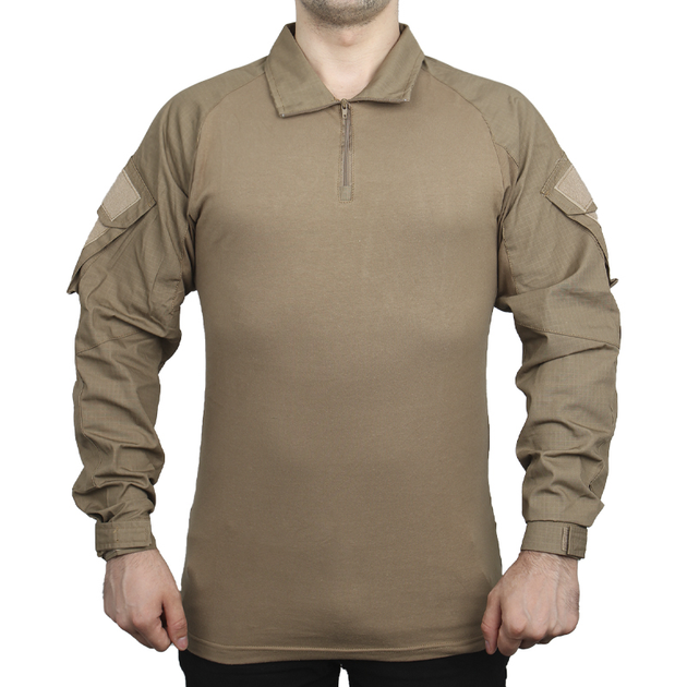 Тактична сорочка Lesko A655 Sand Khaki 3XL убакс чоловіча мілітарі з отворами для налокітників - зображення 2