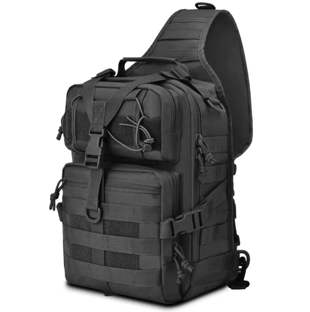 Сумка-рюкзак тактическая военная на 20 л черная - изображение 1