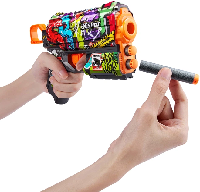 Szybkostrzelny miotacz Zuru X-SHOT Skins Flux Graffiti 8 naboi (193052040619) - obraz 3