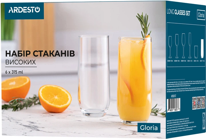 Набор стаканов высоких ARDESTO Gloria 315 мл х 6 шт (AR2631GT) - изображение 2