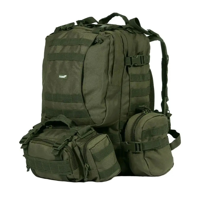 Тактичний військовий рюкзак з підсумками Assault Belt M-12 Oxford 600D 50 літрів Оливковий - зображення 1