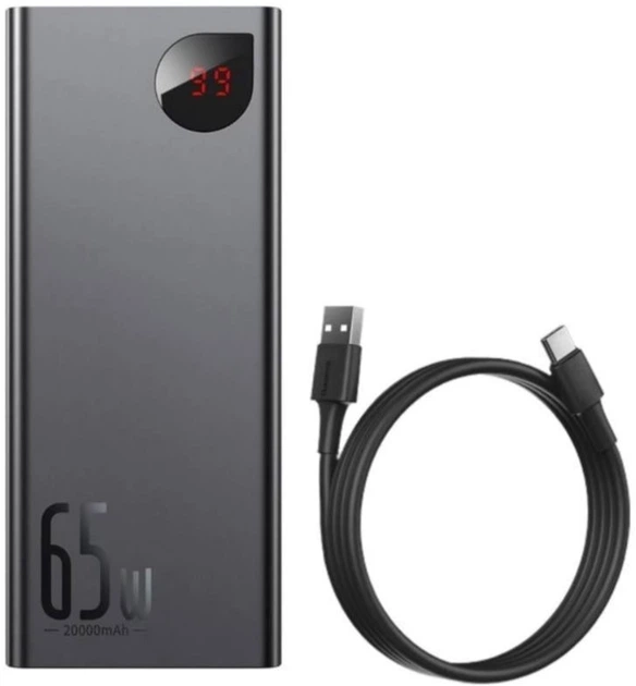 Powerbank Baseus Adaman Metal Digital Display 20000 mAh 65 W, Black (PPIMDA-D01) - obraz 2