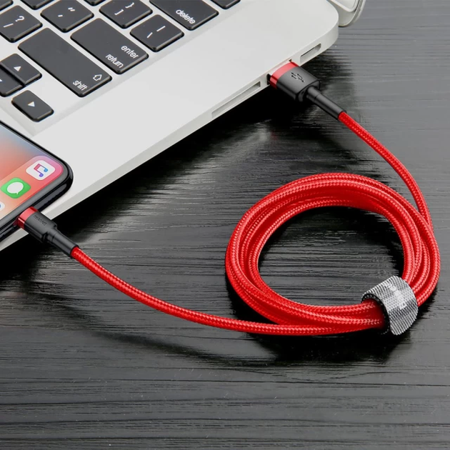 Кабель Baseus Cafule Cable USB For Lightning 1.5A 2m Red+Red (CALKLF-C09) - Фото 8 Кабель Baseus Cafule Cable USB For Lightning 1.5A 2m Red+Red (CALKLF-C09) - изображение 8
