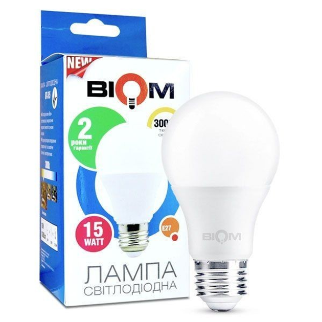 Светодиодная лампа Biom А65 15W E27 3000 K - зображення 1