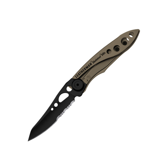 Нож складной полусеррейтор карманный с фиксацией Liner Lock Leatherman 832615 Skeletool KBX Coyote 149 мм - изображение 1