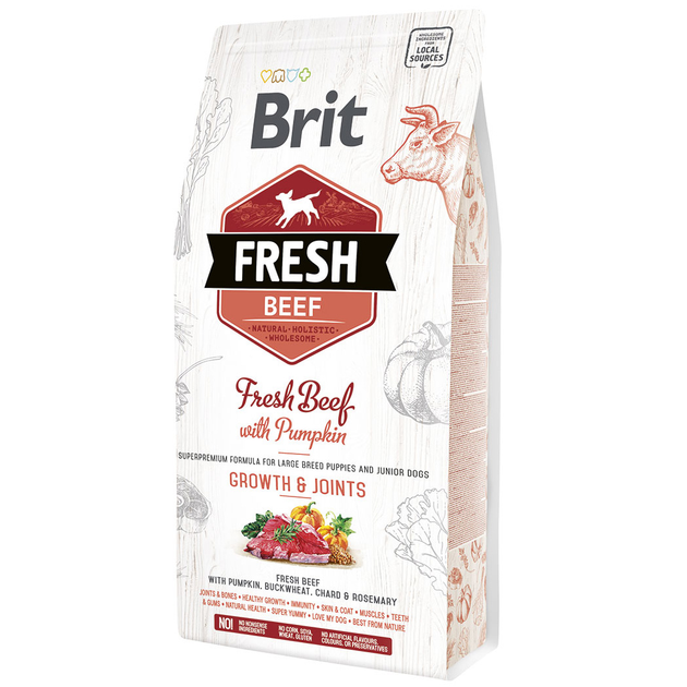 Сухой корм для щенков и юниоров крупных пород Брит Brit Fresh Beef ...