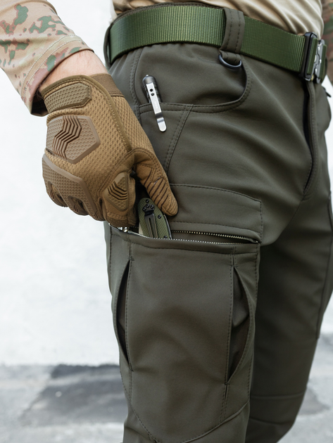 Штани-карго тактичні Softshell утеплені BEZET Ешелон 6368 XXXL Хакі (2000093212487) - зображення 7