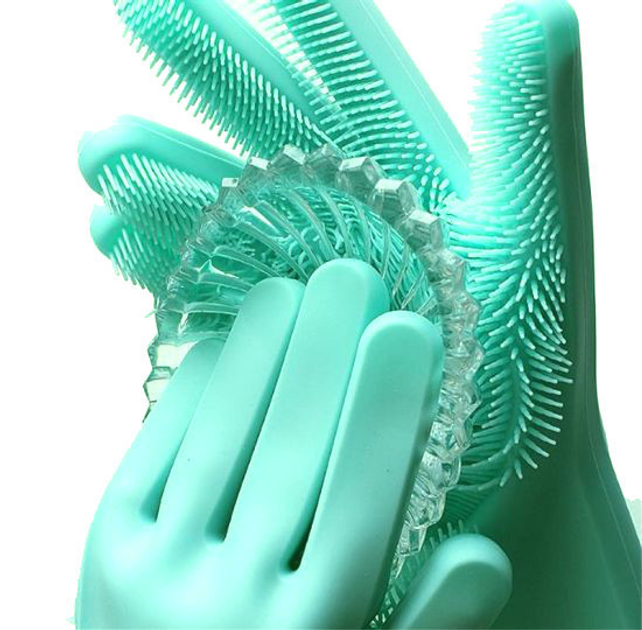 Перчатки для мытья посуды с щеткой KITCHEN GLOVES 
