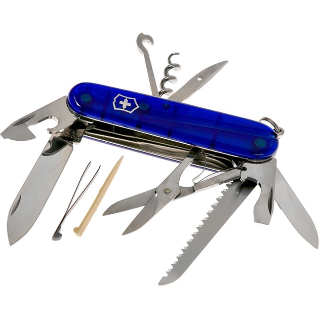 Складной швейцарский нож Victorinox Vx13713.T2 Huntsman 15 функций 91 мм синий-полупрозрачный - изображение 1