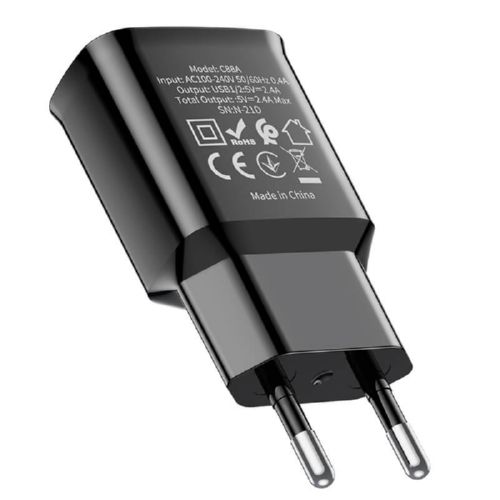 Адаптер HOCO мережевий Star round C88A 2USB 2.4A black - Фото 2 Адаптер HOCO мережевий Star round C88A 2USB 2.4A black - зображення 2
