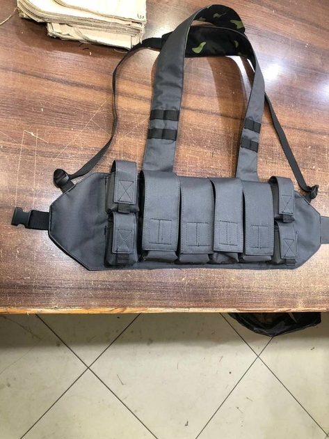 Жилет разгрузочный военный Ременно-плечевая система Tactical vest 4 кармана для магазинов черный - изображение 2