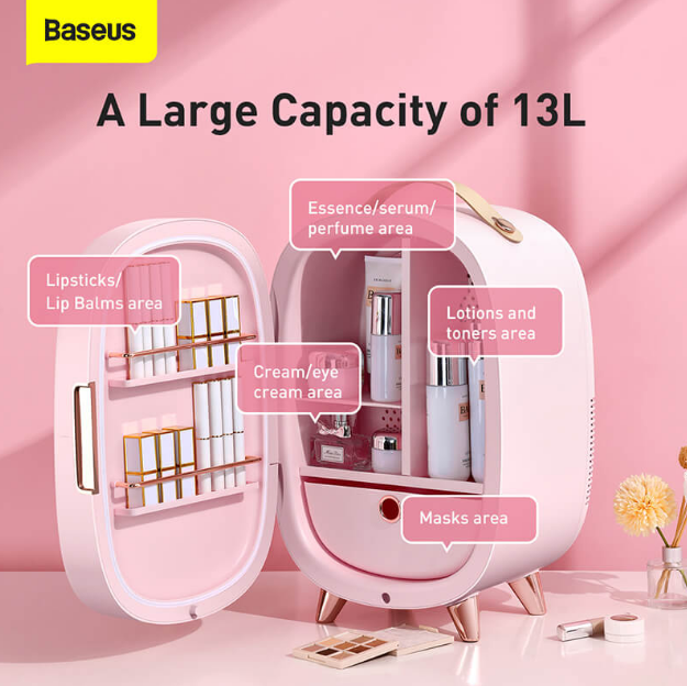Мини-холодильник-зеркало для хранения косметики BASEUS Beauty Fridge CRBXNS-A04 - Фото 4 Мини-холодильник-зеркало для хранения косметики BASEUS Beauty Fridge CRBXNS-A04 - изображение 4