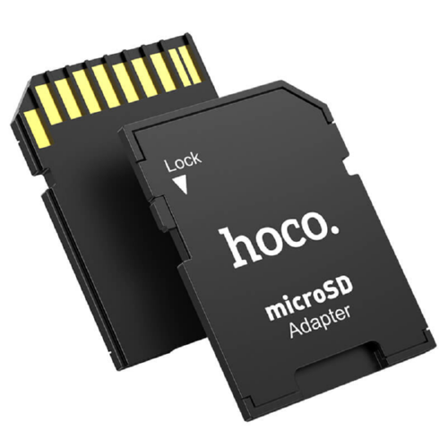Перехідник HOCO карт пам'яті TF to SD card holder HB22 15х11х1мм black - Фото 1 Перехідник HOCO карт пам'яті TF to SD card holder HB22 15х11х1мм black - зображення 1