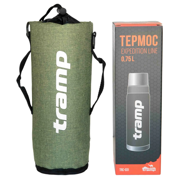 Термочехол для термосов Tramp объемом 750мл с ремнем TRA-289-olive-melange - изображение 2