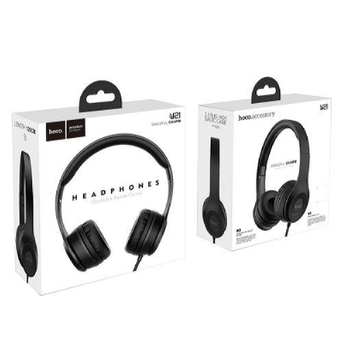 Наушники HOCO Graceful Charm built-in microphone W21 black - Фото 3 Наушники HOCO Graceful Charm built-in microphone W21 black - изображение 3