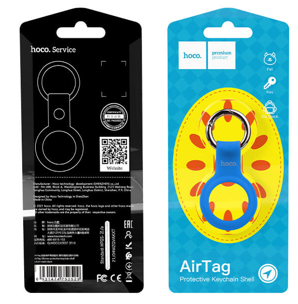 Чехол-брелок для Apple AirTag Hoco Silicone protective keychain shell short style blue - Фото 2 Чехол-брелок для Apple AirTag Hoco Silicone protective keychain shell short style blue - изображение 2