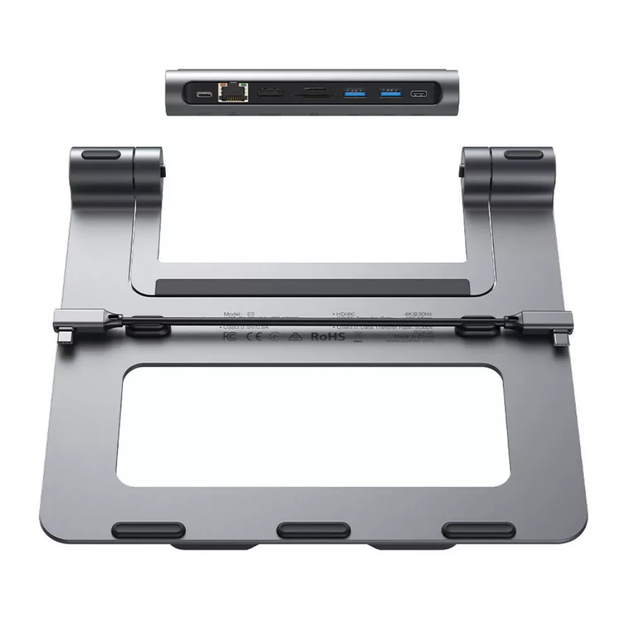 Подставка для ноутбука-Хаб Acefast E5 Type-C PD 100 Вт HDMI/2хUSB3.0/SD gray - изображение 2