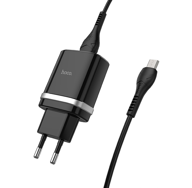 Адаптер сетевой HOCO Micro USB cable Smart FCP/AFC C12Q 1USB 3A 18W QC3 black - изображение 3