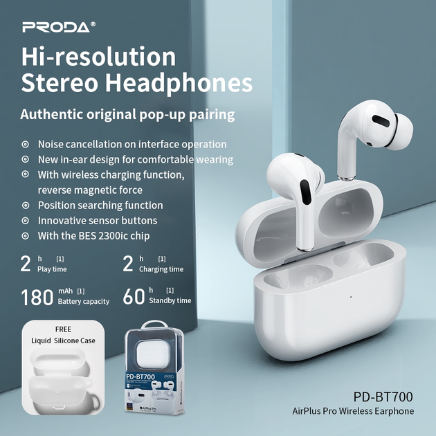 Наушники PRODA Hi-resolution Stereo AirPlus Pro PD-BT700 white купить в ...
