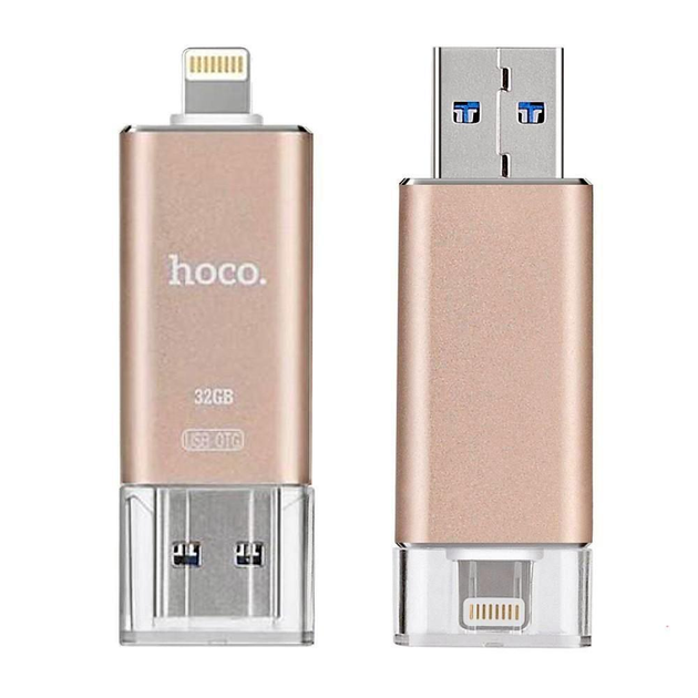 Флешка USB lightning MFI Hoco UD2 16GB для iPhone Gold USB 3.0 – фото ...
