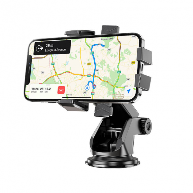 Універсальний автоутримувач HOCO David one-button center console car holder CA83 360° black - зображення 7