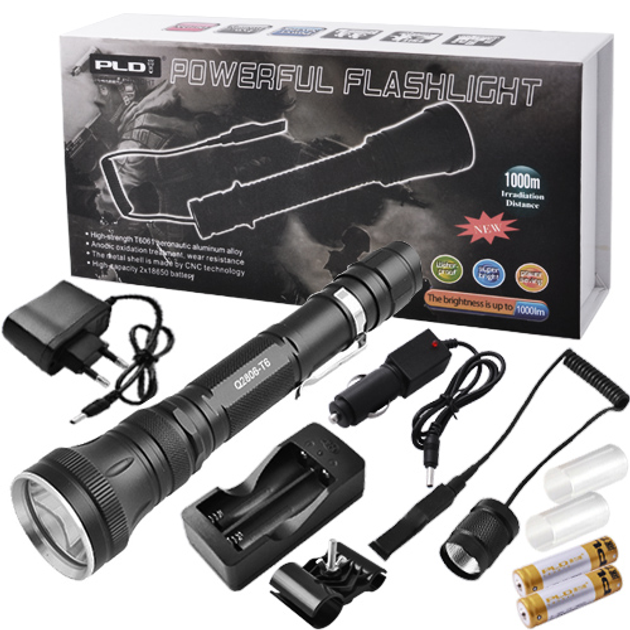 Підствольний ударостійкий ліхтар для полювання у подарунковій коробці Police Q2806-T6 Чорний - зображення 2
