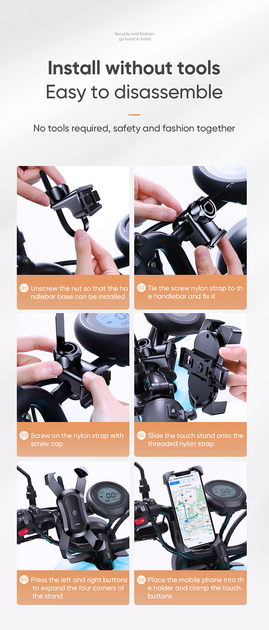 Універсальний тримач для велосипеда / мотоцикла JOYROOM Phone Holder For Bicycle and Motorcycle JR-OK5 |4.7-6.5"| - Фото 5 Універсальний тримач для велосипеда / мотоцикла JOYROOM Phone Holder For Bicycle and Motorcycle JR-OK5 |4.7-6.5"| - зображення 5