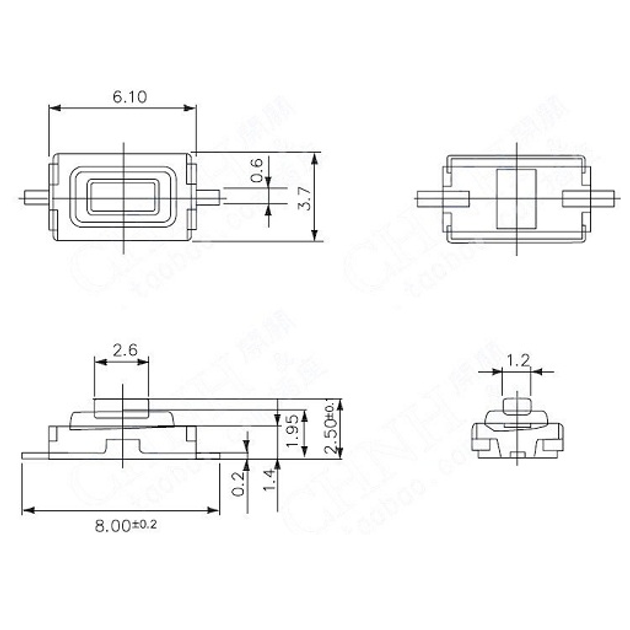 Кнопка тактовая микрик SMD 2 контакта 6x3.6x2.5 мм 10шт – фото, отзывы ...
