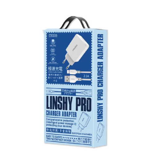Адаптер Remax мережевий PRODA Type-C cable Linshy Pro PD-A22 2USB 2.1A - Фото 2 Адаптер Remax мережевий PRODA Type-C cable Linshy Pro PD-A22 2USB 2.1A - зображення 2
