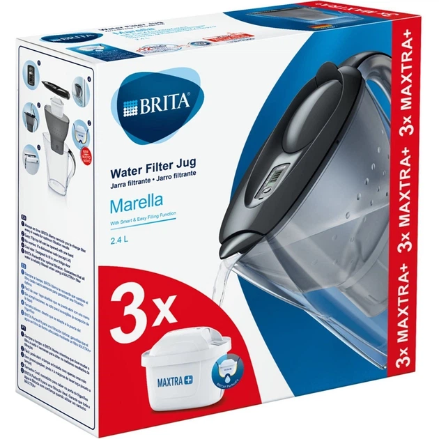 Фильтр-кувшин Brita Marella + 3 картриджа 2.4 л (1.4 л очищенной воды), графит (1039274) - Фото 6 Фильтр-кувшин Brita Marella + 3 картриджа 2.4 л (1.4 л очищенной воды), графит (1039274) - изображение 6