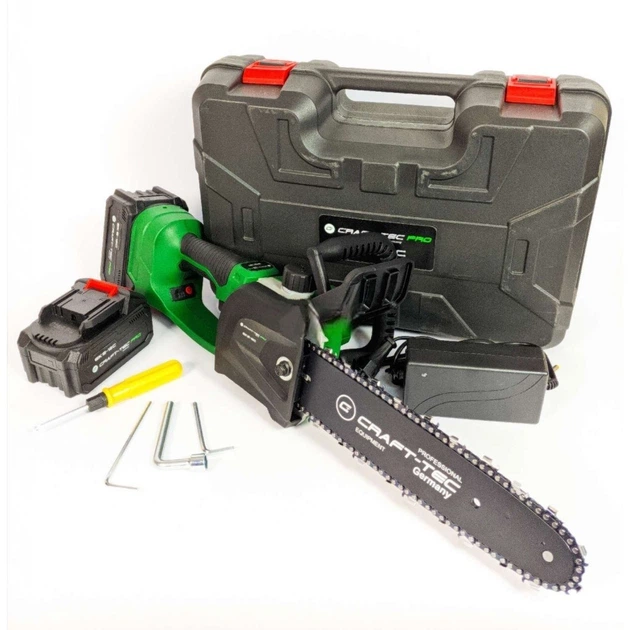 Аккумуляторная цепная бесщеточная мини-пила Craft-tec PRO EKS-12C (21V; 2 батареи 3А/ч; кейс, шина 250 мм) - Фото 2 Аккумуляторная цепная бесщеточная мини-пила Craft-tec PRO EKS-12C (21V; 2 батареи 3А/ч; кейс, шина 250 мм) - изображение 2