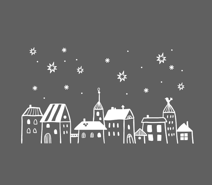 Новорічний декор Наклейки Щасливе місто (засніжені будиночки містечко зірки) глянець 1300х420 мм - зображення 4